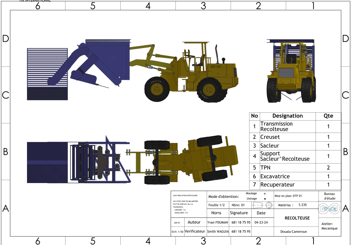Mbarga Plans Présentation récolteuse de manioc
